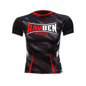 Rayben Zero Rashguard Kurzarm schwarz/rot