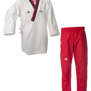adidas Poomsae Anzug Jugend weiblich schwarz rotes Revers female Poom WT approved adiTPYF01