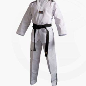 adidas Taekwondo Anzug Club 3 Streifen weißes Revers adiTCB02