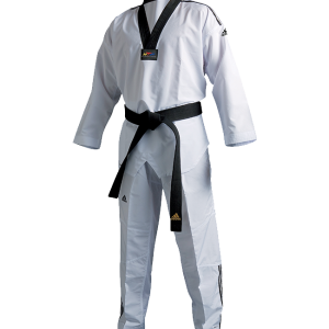 adiTF02 TKD Fighter Uniform 3 Streifen schwarzes Revers