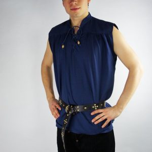 1019 ärmelloses Stehkragen-Schnürhemd „Louis“