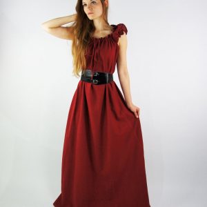 4128 Bodenlanges Kleid mit Schulterrüsche „Clara“