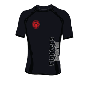 Fighter’s World Rashguard Octagon Kurzarm schwarz rot