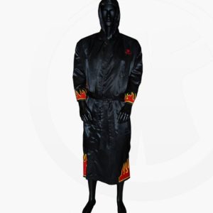 FW Boxer Mantel FLAME schwarze Robe mit Flammen Motiv