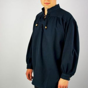 2016 Meliertes Stehkragen-Schnürhemd „Georg“