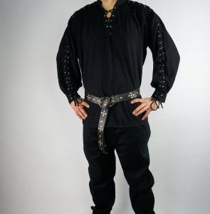 2022X Stehkragen-Schnürhemd mit Ärmelschnürung in Übergröße