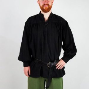 2019 Stehkragen-Schnürhemd, Übergröße